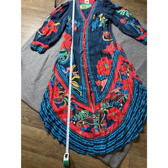 NWT FARM Rio Blue Vintage Forest Dress Printed Blue Silky Viscose Size XL - Picture 12 of 16